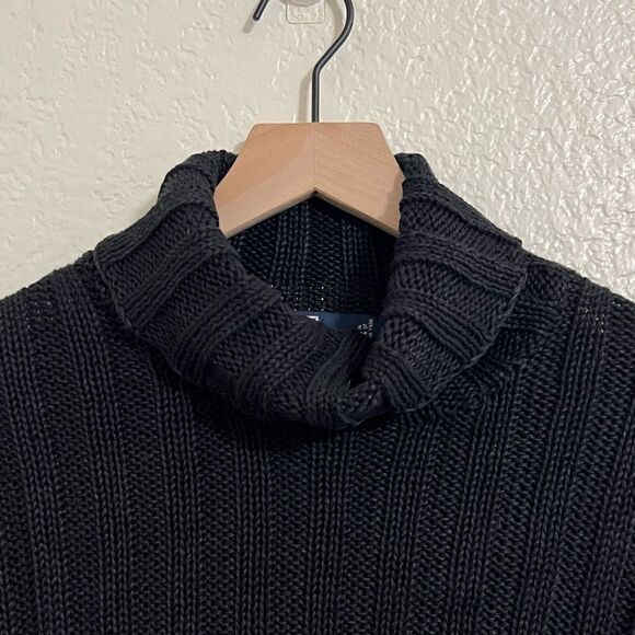 Vintage 90’s Polo Ralph Lauren Linen Ribbed Turtle Neck Sweater Black Size M - Picture 3 of 11